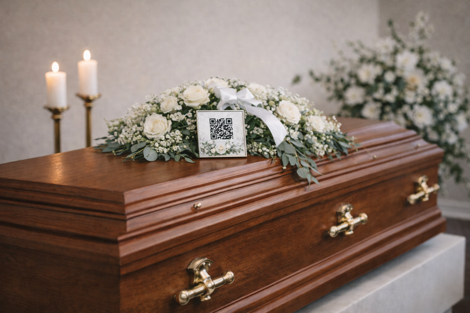 Placa QR en ataúd